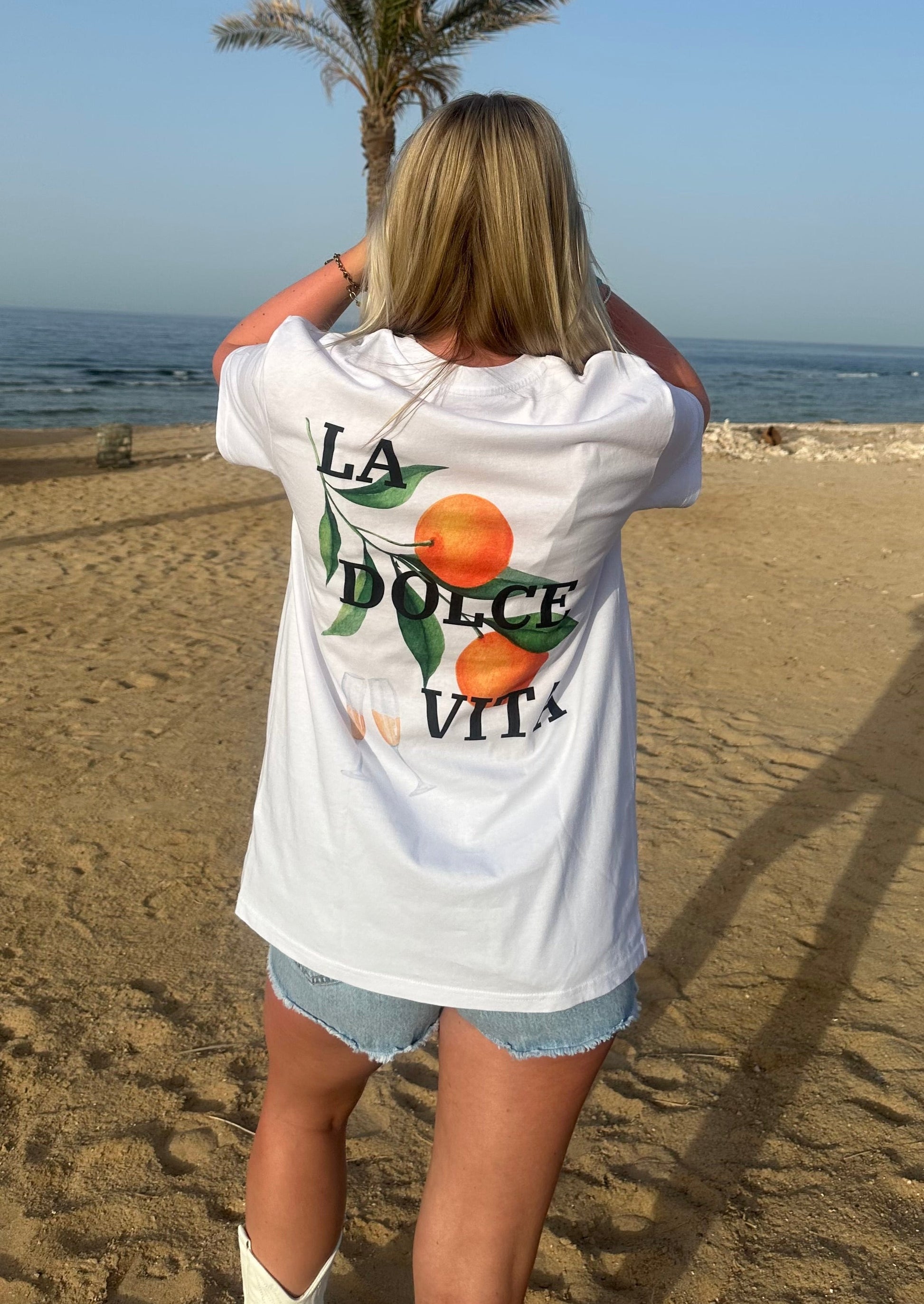 Wit T-shirt La dolce Vita, Siskoo, duurzame mode
