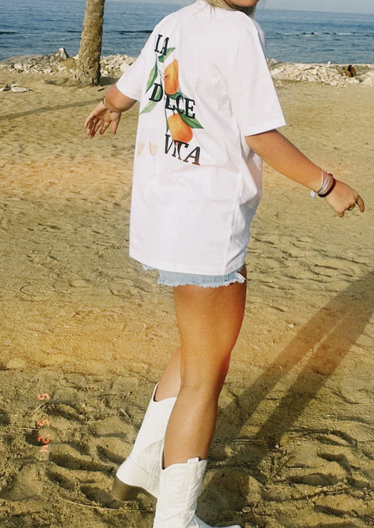 Wit T-shirt La dolce Vita, Siskoo, duurzame mode